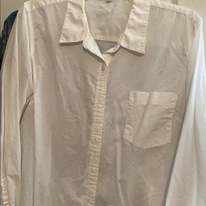 Ladies white sheer long sleeved blouse